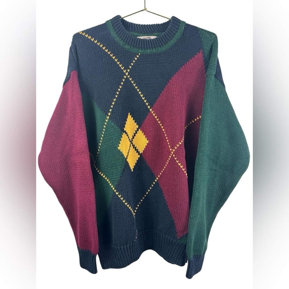 Sears Vintage Multicolor Argyle cotton Sweater